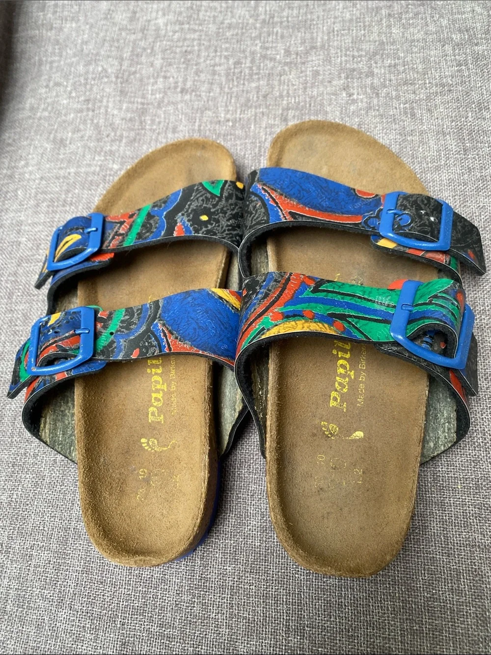 Birkenstock Kids Papillio 210 Sz 33 10 L2 Blue Cork Suede Sandals See Notes